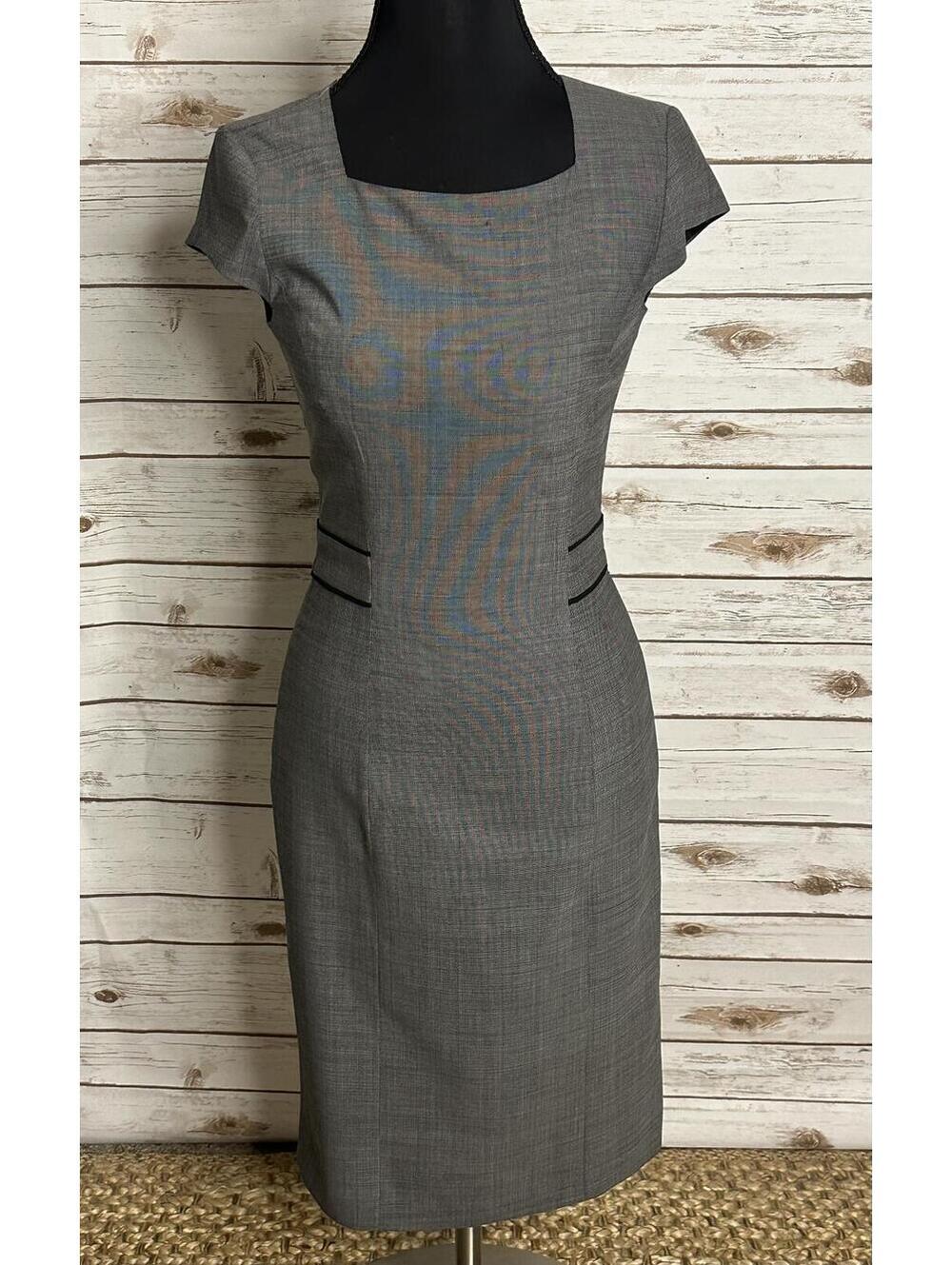 Boss Hugo Boss Virgin wool midi sheath dress Size 0/IT 36 grey office siren